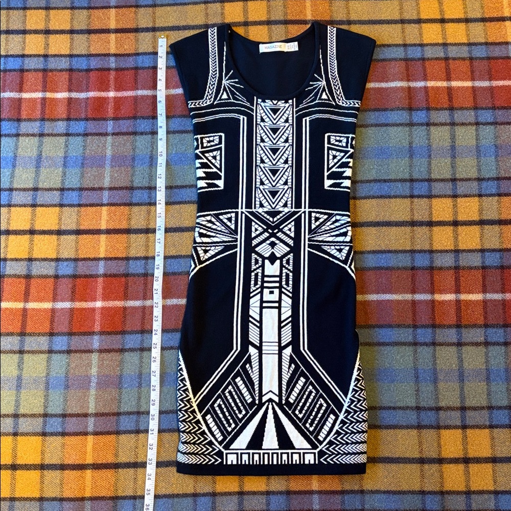 Geometric Black and White Mini Dress